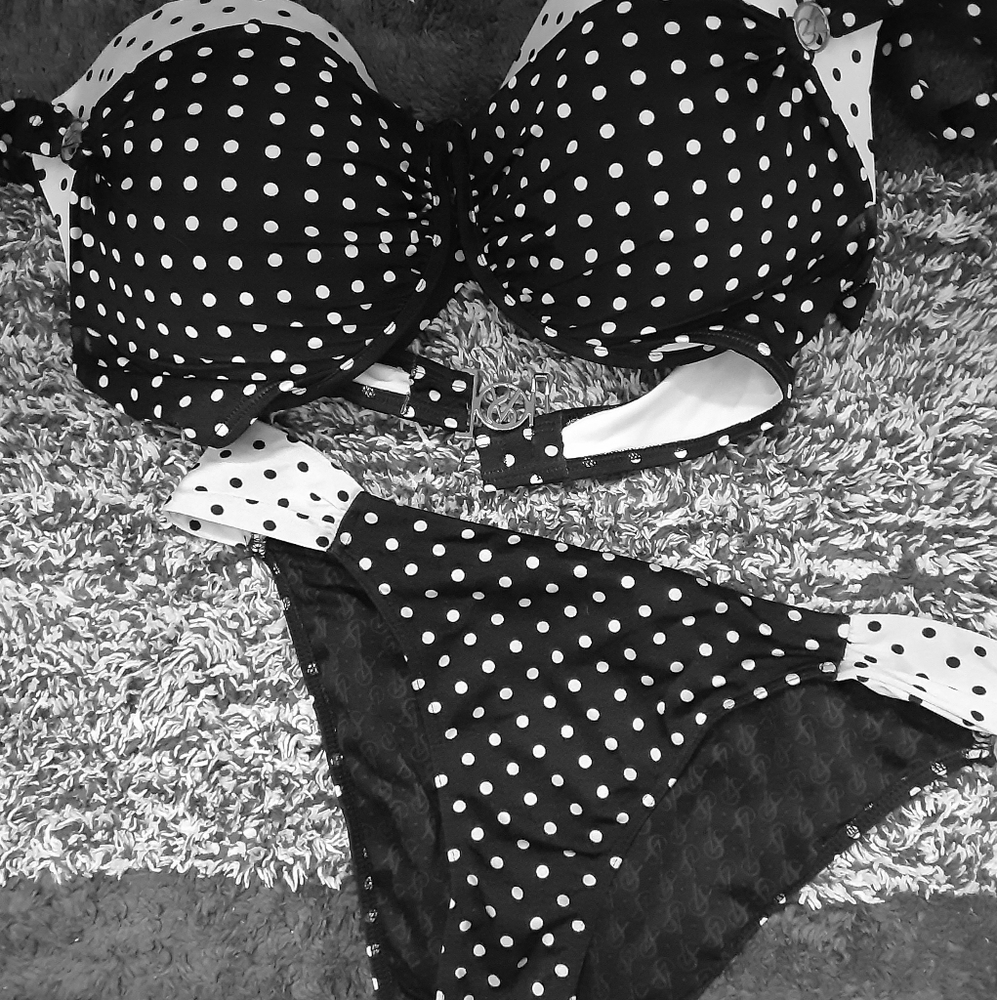 Victoria secret blue and polka dot 2 piece bathing